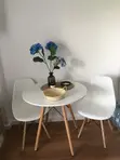 Mid-Century Modern Round Dining Table with Wood Legs - 2