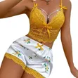 2-Piece Satin Lace Short Nightwear Set - 2