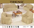 Stretchable Elastic Sofa Cover Set with Ruffled Skirt - 1