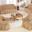 Stretchable Elastic Sofa Cover Set with Ruffled Skirt - 2