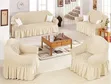 Stretchable Elastic Sofa Cover Set with Ruffled Skirt - 4