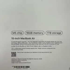 Apple MacBook Air 2026 M5 16GB RAM 1TB SSD