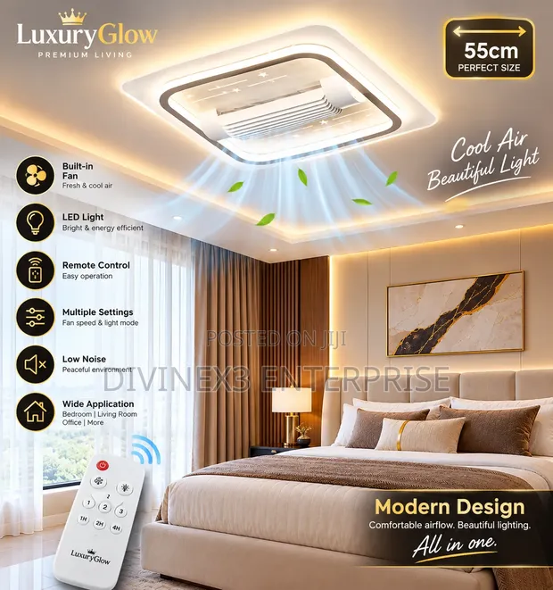 Modern 55cm Ceiling Fan Light with Remote - 1
