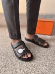 Hermès Chypre Style Black Leather Slippers - 3