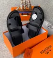 Hermès Chypre Style Black Leather Slippers - 5