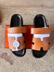 Hermès Chypre Slide Leather Sandals - Brown - 5