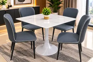 Marble Dining Table with Two Chairs