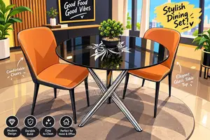 Marble Dining Set with Two Chairs