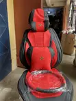 Premium Red & Black Full Car Seat Cover Set with Neck & Lumbar Pillows - 3