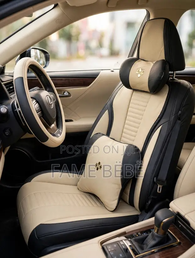 Luxury Beige & Black Executive Seat Covers - Full Set - 1