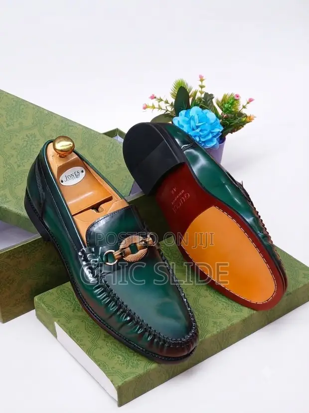 Classic Gucci Loafers - Green Leather - 1