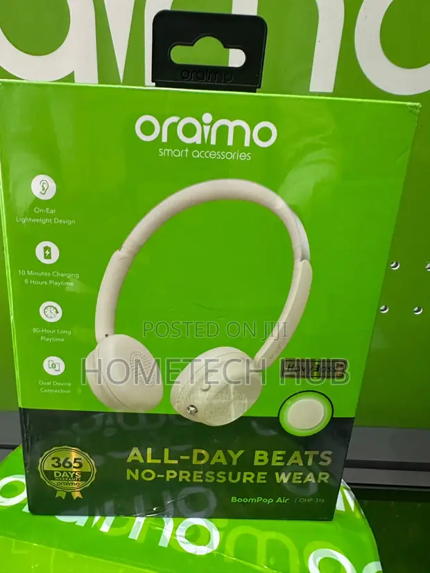 Oraimo Boompop Air Headphones - White - 1