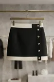 TU Women's Short Skirt - Color-Blocked with Decorative Buttons - 1