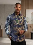 African Print Men's Ready Metallic Woodin Shirt - 1