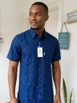 African Print Men's Ready Metallic Woodin Shirt - 2