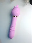 2-in-1 Rose Tongue Licking Dildo Vibrator - Pink - 1