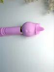 2-in-1 Rose Tongue Licking Dildo Vibrator - Pink - 2