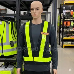 Black & Neon Green Reflective Safety Vest - Skeleton Mesh Harness