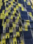 Rayon Kente Fabric - Blue Black, Yellow, Grey - 1