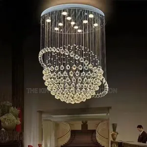 Gold Round Crystal Chandelier Light H150