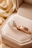 9K Rose Gold Wedding & Engagement Ring - 2