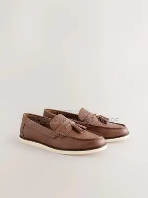 Boss Tan Brown Embossed Tassel Loafers - Size 8/42