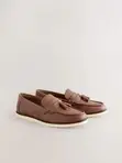 Boss Tan Brown Embossed Tassel Loafers - Size 8/42 - 1
