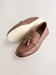 Boss Tan Brown Embossed Tassel Loafers - Size 8/42 - 2