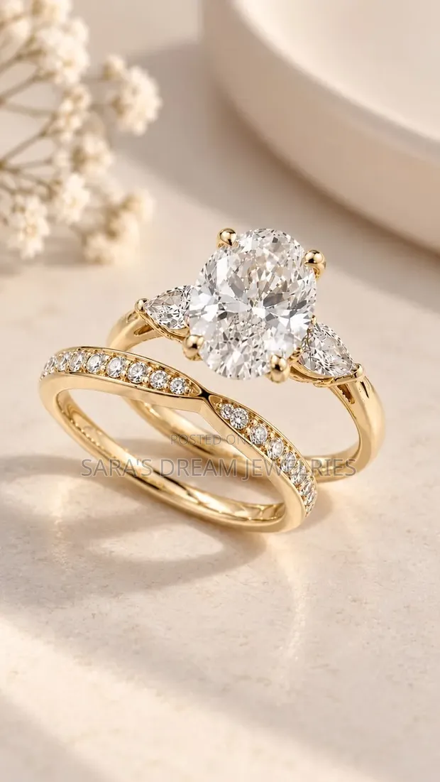 10K Gold Wedding & Engagement Ring Set (5g) - 1