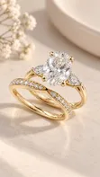 10K Gold Wedding & Engagement Ring Set (5g) - 1