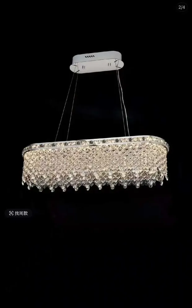 Golden Crystal Chandelier - Oval & Round - 1