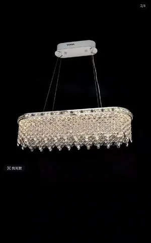 Golden Crystal Chandelier - Oval & Round