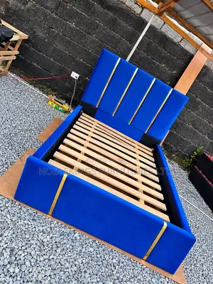 Luxury Double Bed Frame - Wood & Suede
