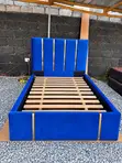 Luxury Double Bed Frame - Wood & Suede - 2