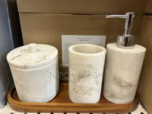 Luxury Marble Pattern Soap Dispenser Organizer Set (4-Piece)
