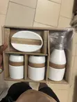 Premium Ceramic Soap Dispenser Tumbler Set (4 Pcs) - 1