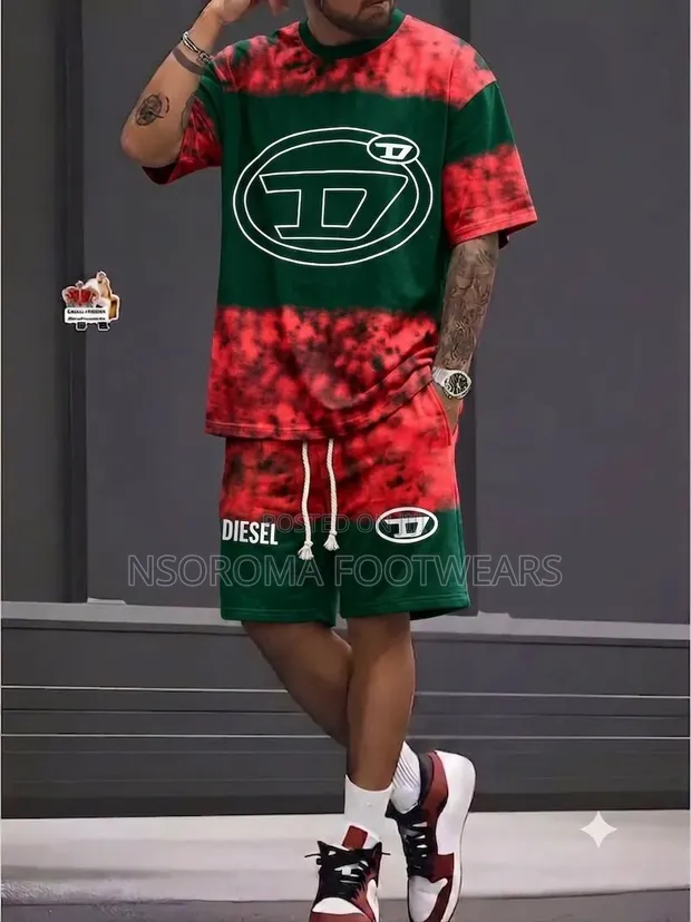 Unisex Diesel-Style T-Shirt & Shorts Set (L-4XL) - 1