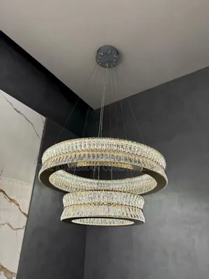 Two-Tier Crystal Gold Ceiling Chandelier Light CB242 D500, 3 Colour