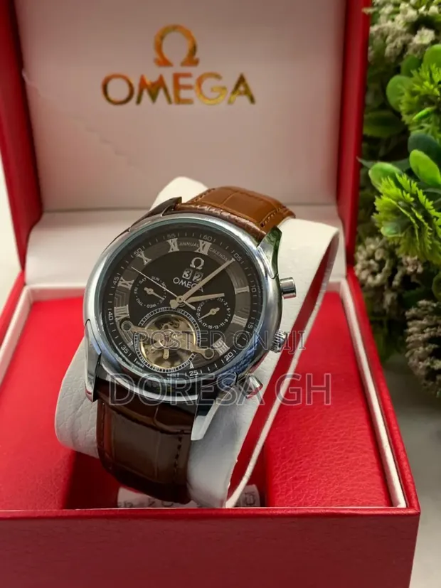 Omega Automatic Leather Watch for Men - 1