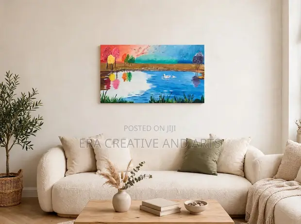 Lake Sunset Landscape Painting - 1