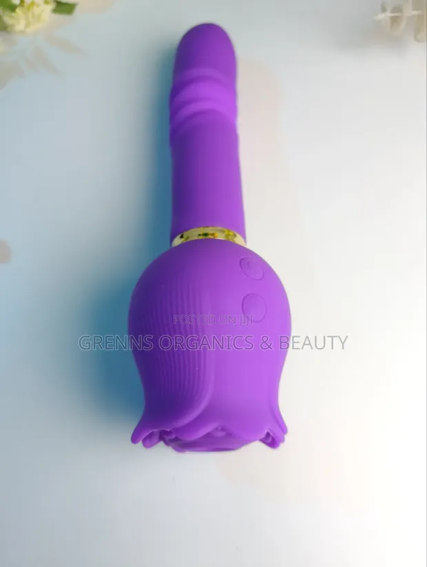 Rose 2-in-1 Purple Suction Telescopic Dildo Vibrator G-Spot - 1