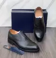 Frank Perry Black Leather Semi-Brogue Oxford Shoes - 1