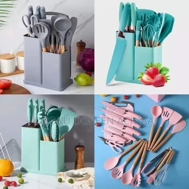 19-Piece Silicone Kitchen Utensil Set with Holder - 1