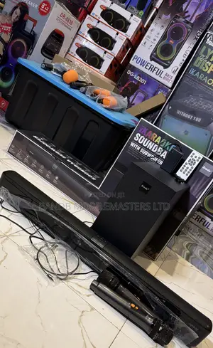Brodu Karaoke Soundbar with Subwoofer & 2 Wireless Microphones