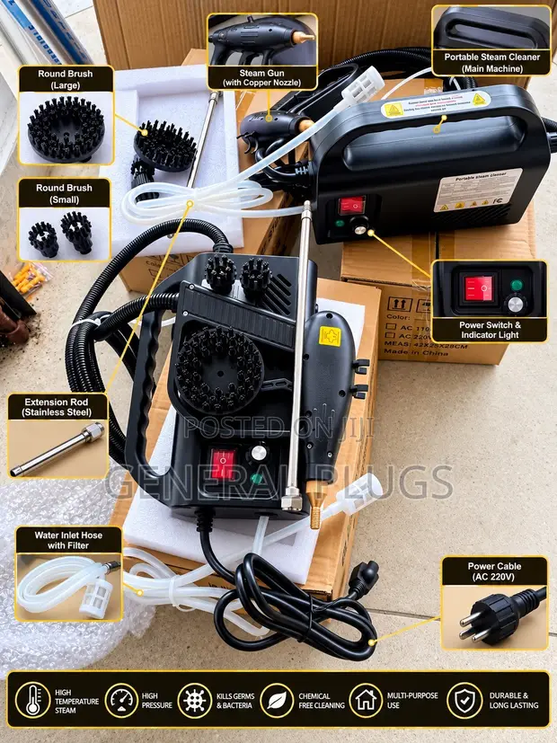 High-Temperature Steam Cleaner for Cars, AC, Kitchens & More - 1