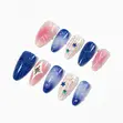 10Pcs Almond Glossy Summer Ocean Bubble Press on Nails - 1