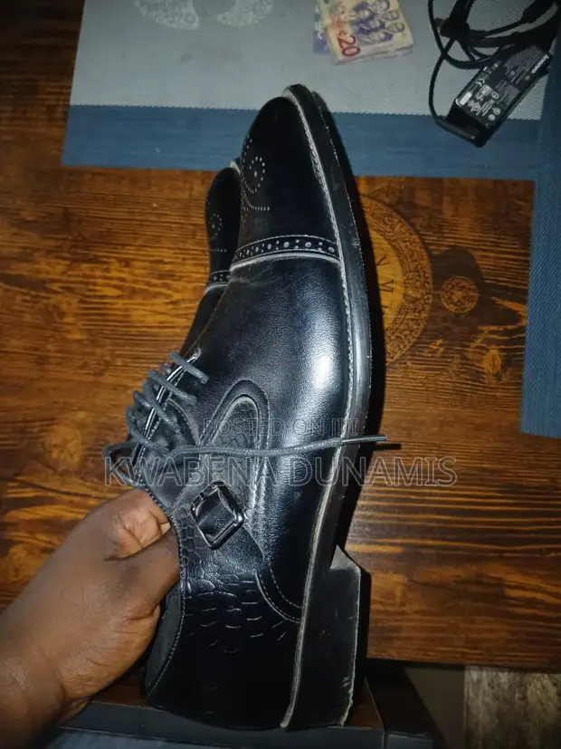 Men's Black Faux Leather Oxfords - Size 45 - 1