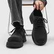 Bulky Sole Non-Slip Suede Shoes - Black - 1