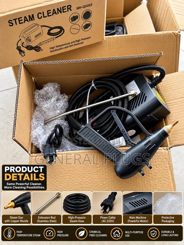 High-Temperature Steam Cleaner for Cars, AC, Sofas, Kitchens, Tiles - 1