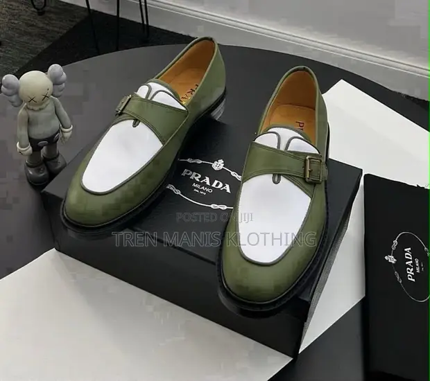 Prada Loafer Shoes - Army Green/White - 1